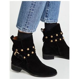 See By Chloe Black Ankle Boots with Gold Accents